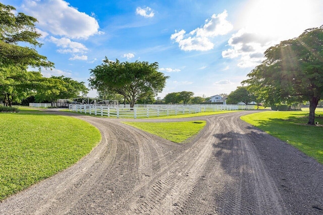 view of street with a rural view