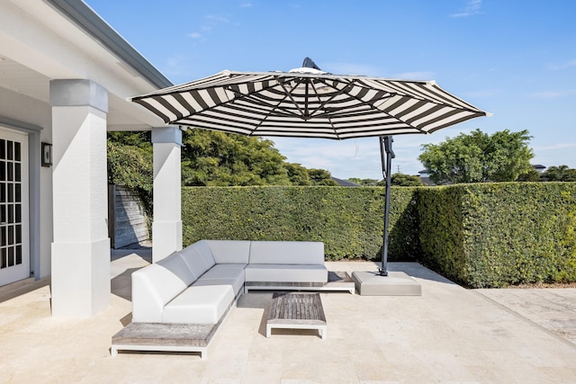 view of patio with an outdoor living space