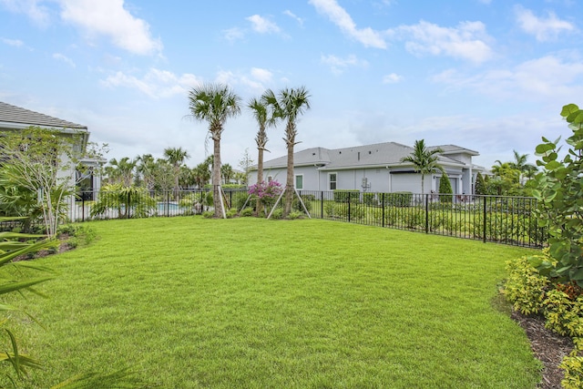 view of yard with a water view