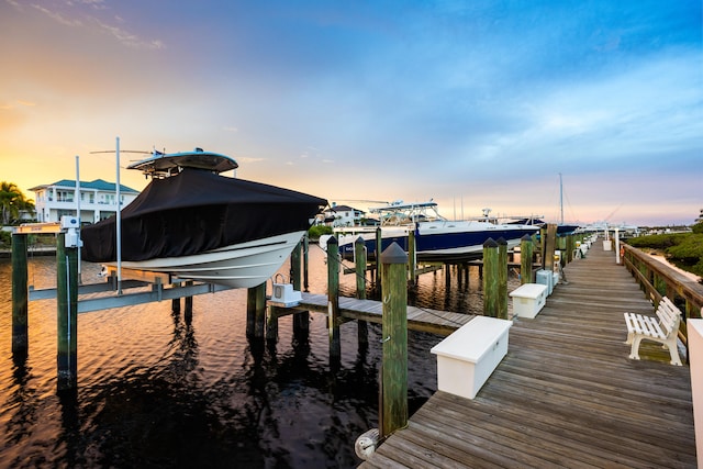 dock area with a water view