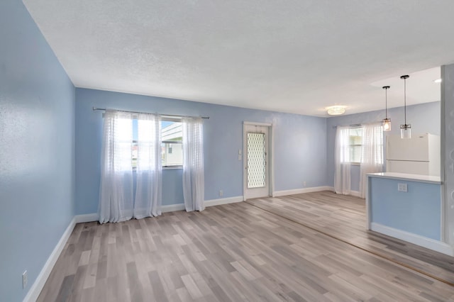 unfurnished living room with light wood-type flooring