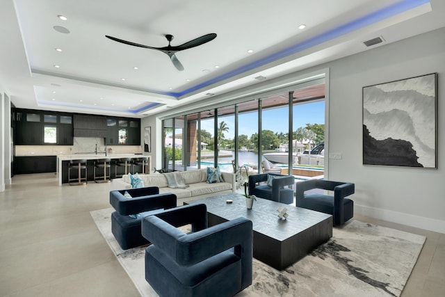 community lobby with recessed lighting