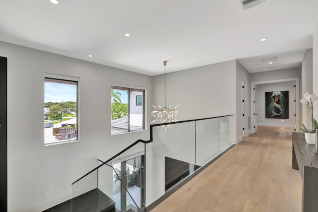 hall featuring light wood-type flooring