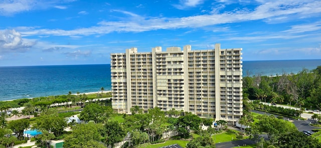 exterior space featuring a water view