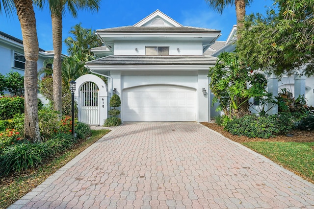 view of front property with a garage