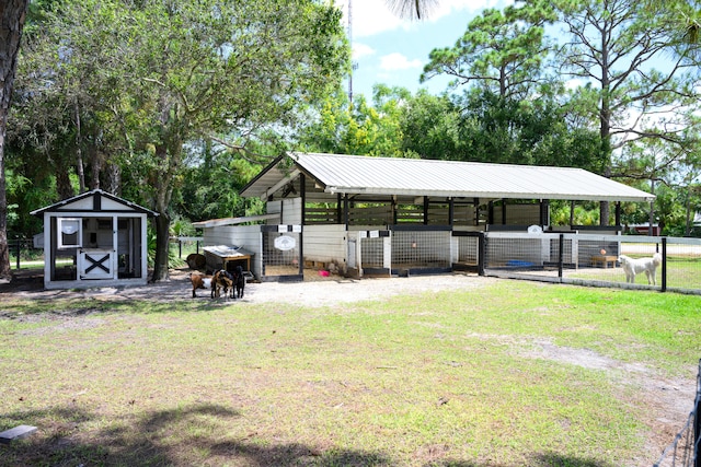 exterior space with an outbuilding