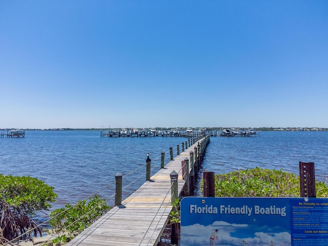 view of dock featuring a water view