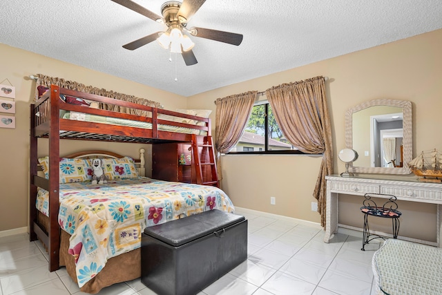 full bathroom with tile patterned floors, vanity, a textured ceiling, shower / bath combination with glass door, and toilet