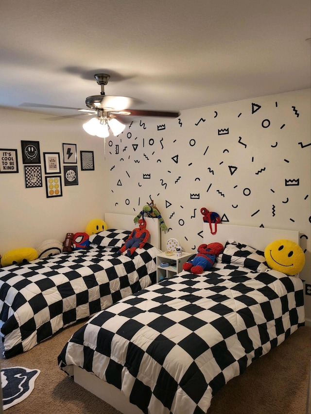 bedroom with carpet and ceiling fan