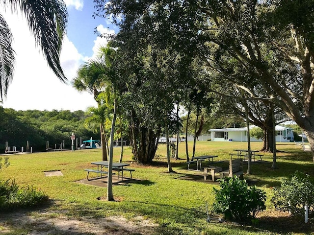 view of community featuring a lawn and playground community