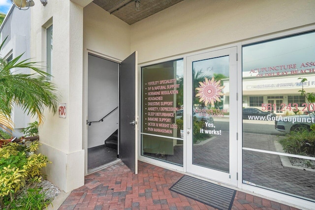 property entrance with french doors