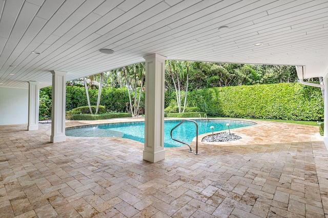 view of pool featuring a patio area