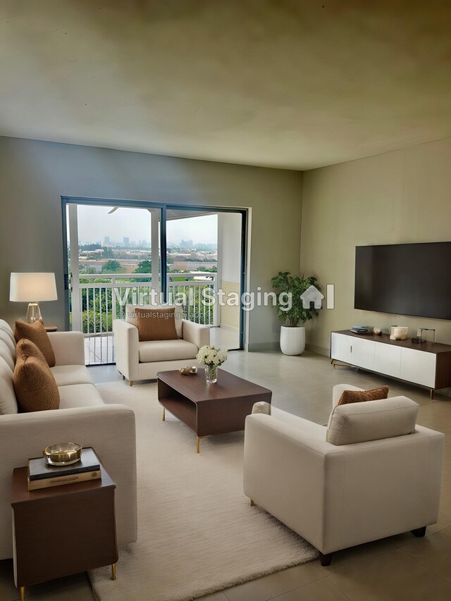 living room featuring tile patterned floors