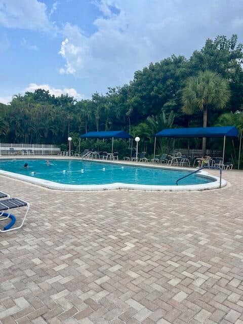 view of swimming pool with a patio area