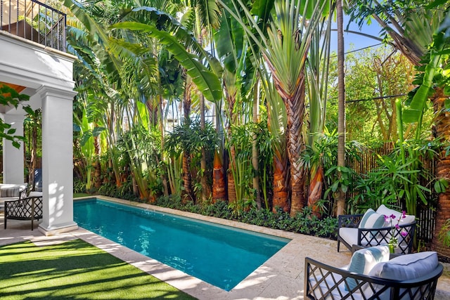 view of swimming pool with outdoor lounge area and a patio area