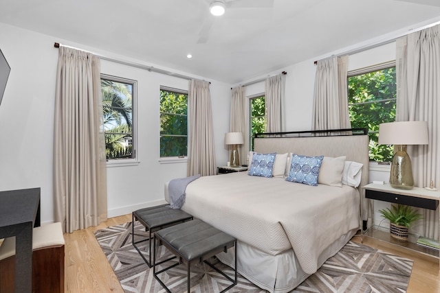 bedroom with light wood-type flooring