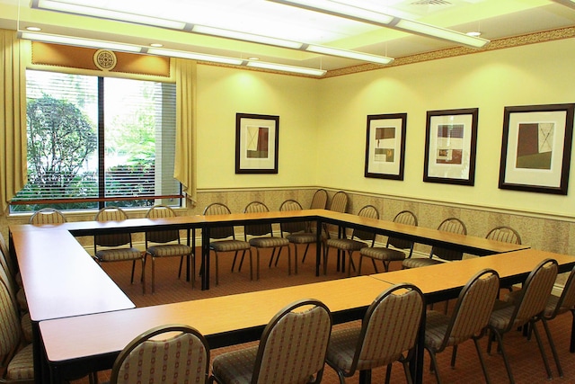 view of carpeted dining area