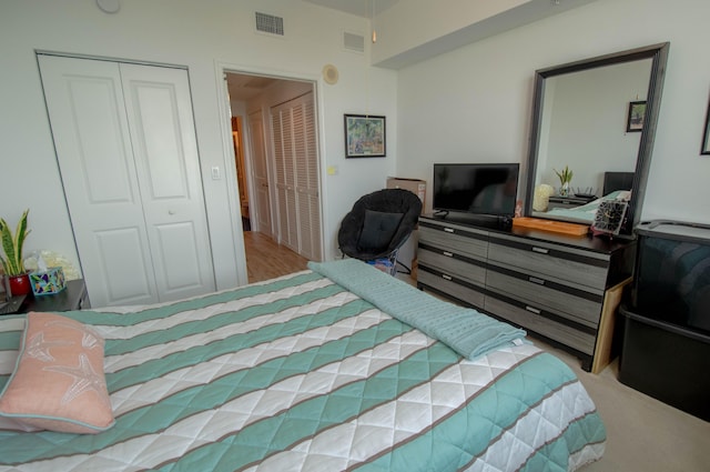 bedroom featuring light hardwood / wood-style floors