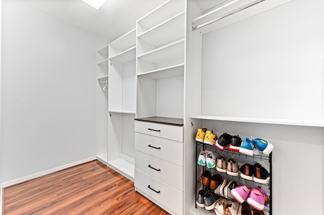 spacious closet with hardwood / wood-style floors