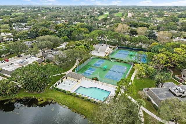 bird's eye view featuring a water view