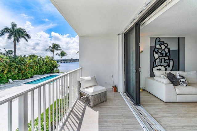 balcony with a water view