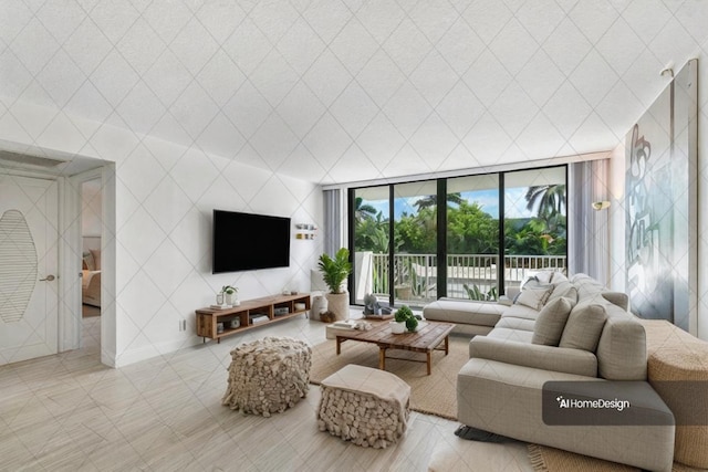 living room featuring expansive windows