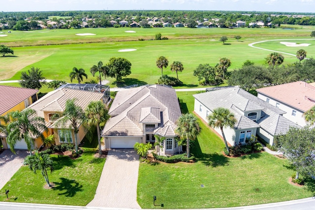 bird's eye view featuring a residential view and golf course view