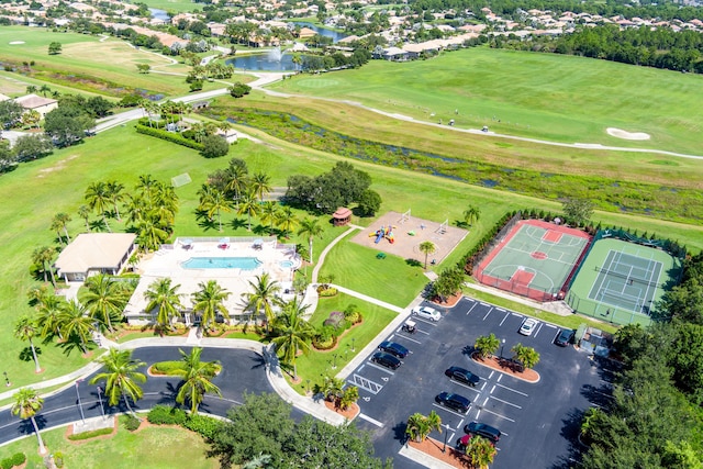 bird's eye view with golf course view