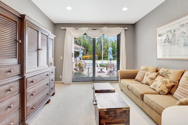 living room with light carpet