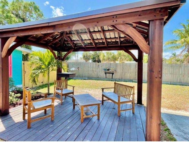 wooden deck with a gazebo