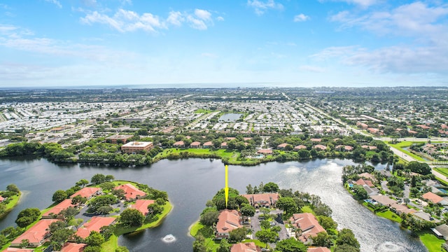 bird's eye view featuring a water view