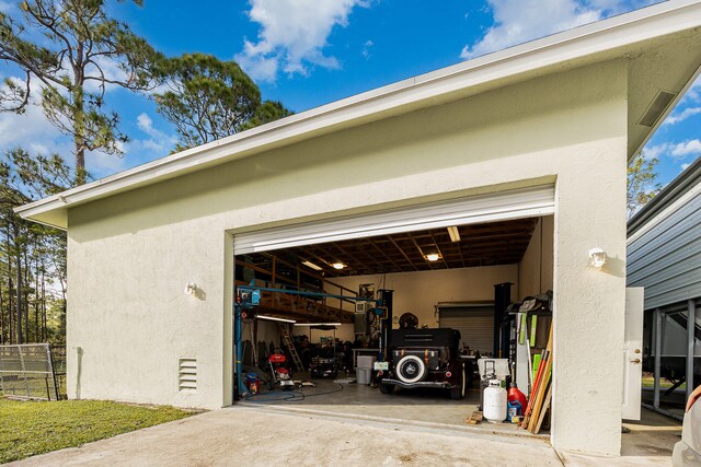 view of garage