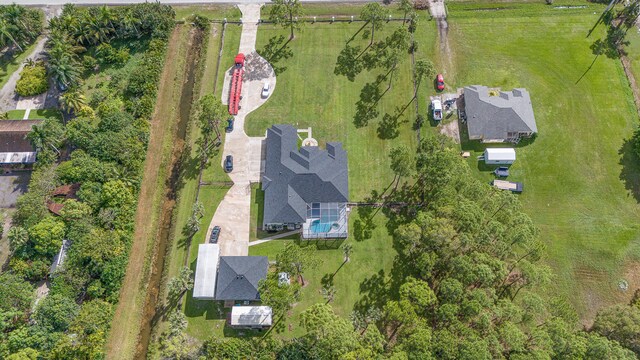 aerial view with a rural view