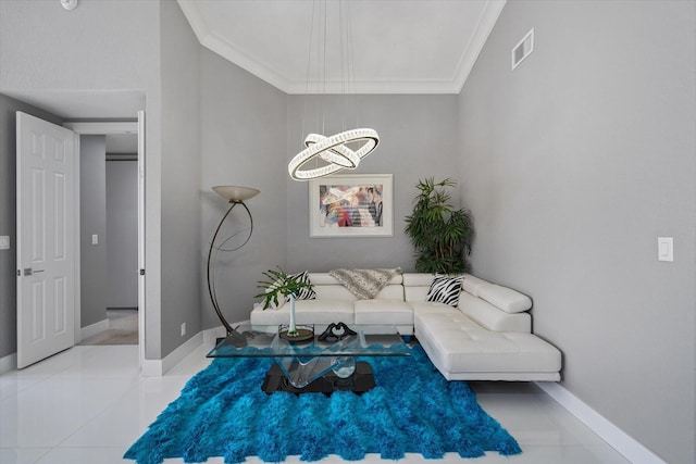 interior space featuring crown molding