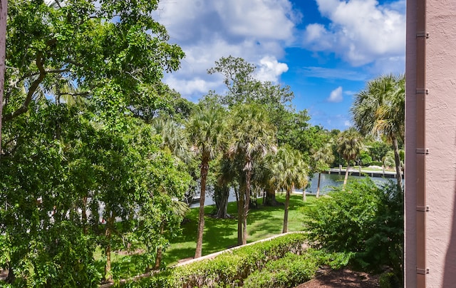 view of yard featuring a water view