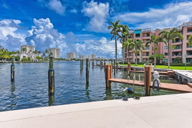 dock area featuring a water view