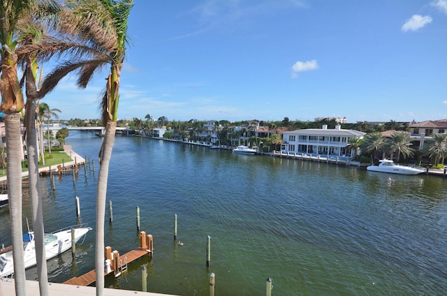 dock area featuring a water view