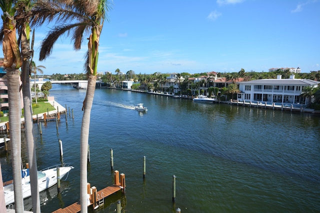 view of dock featuring a water view