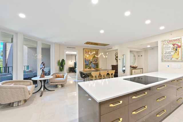 kitchen with black electric cooktop