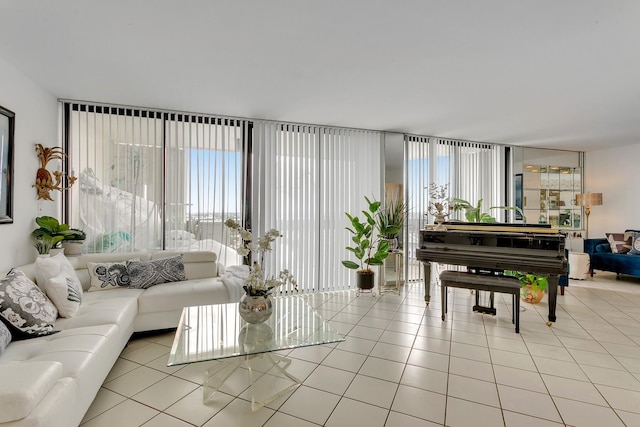 view of tiled living room