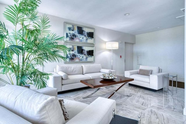 view of tiled living room