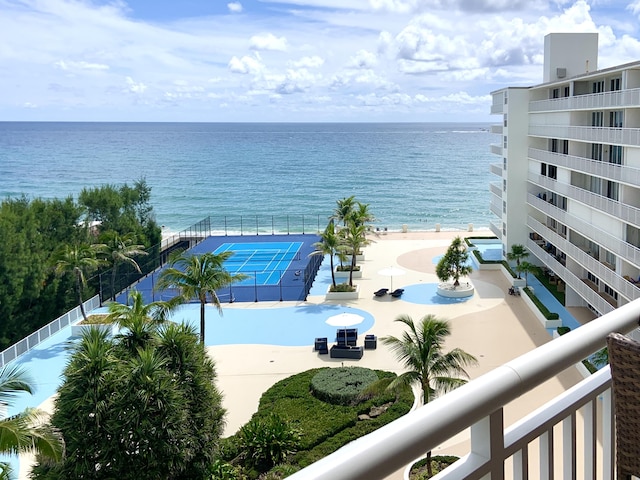 property view of water with a beach view