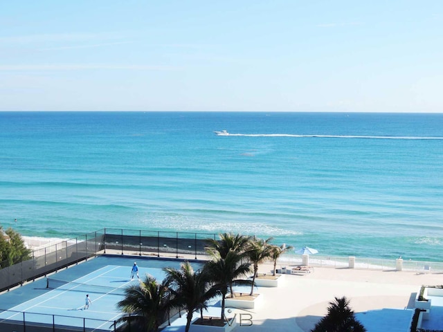 view of water feature featuring a beach view