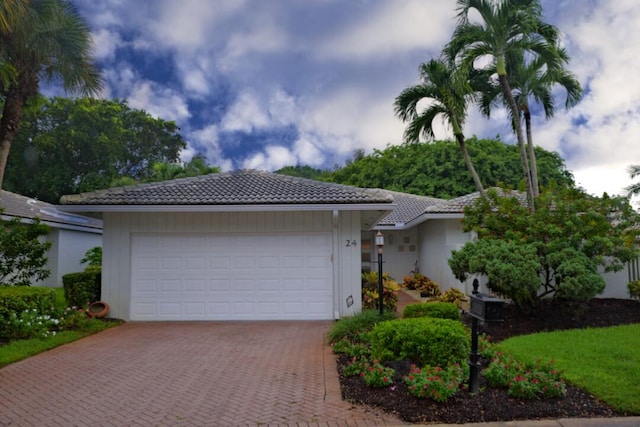 view of front of house with a garage