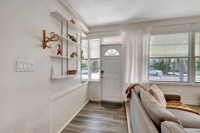 foyer with light hardwood / wood-style flooring