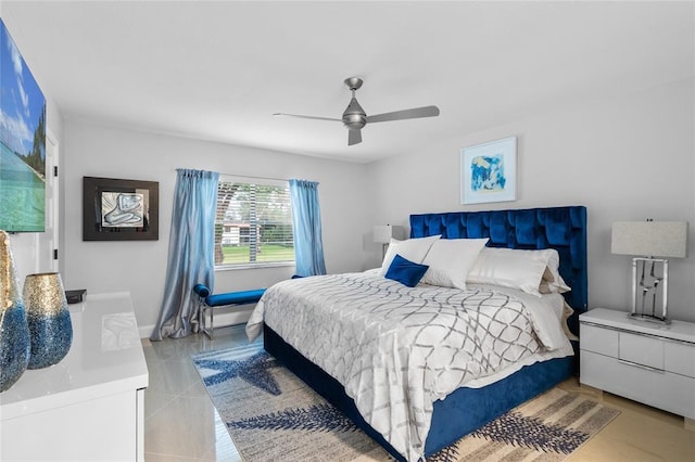 bedroom featuring ceiling fan