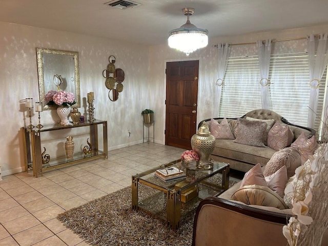 view of tiled living room