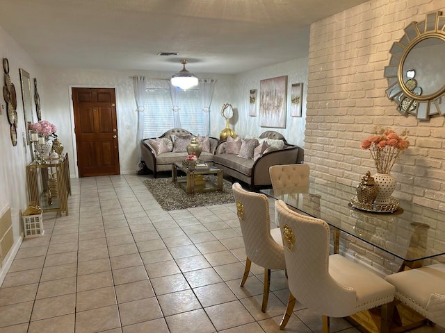 living room with light tile patterned floors