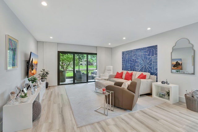 living room with light wood-type flooring