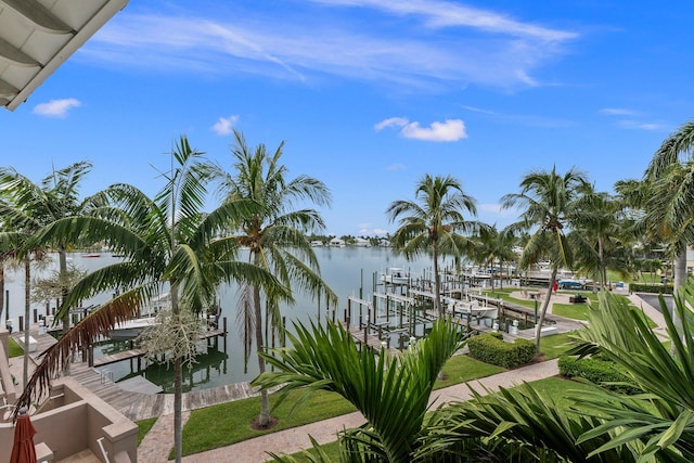 view of water feature featuring a boat dock